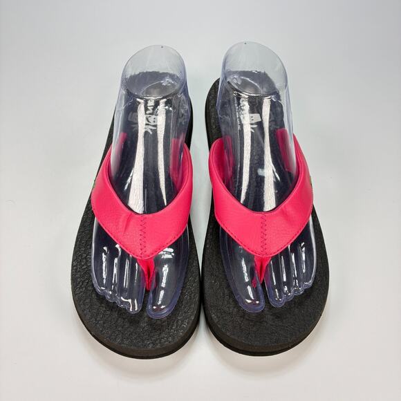 Sanuk Yoga Serenity 4 Red Black Comfortable Flip Flop Sandals Women's Size 10 - Picture 3 of 9